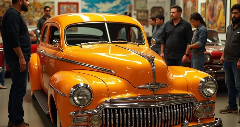 A Hispanic car shop turned to a gallery during a community event