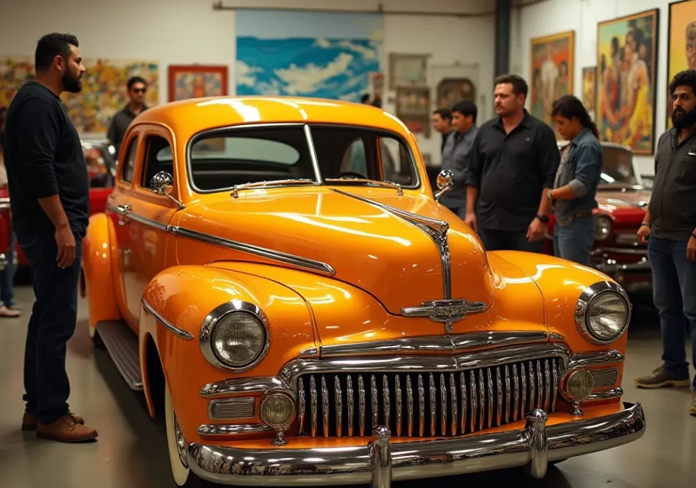 A Hispanic car shop turned to a gallery during a community event