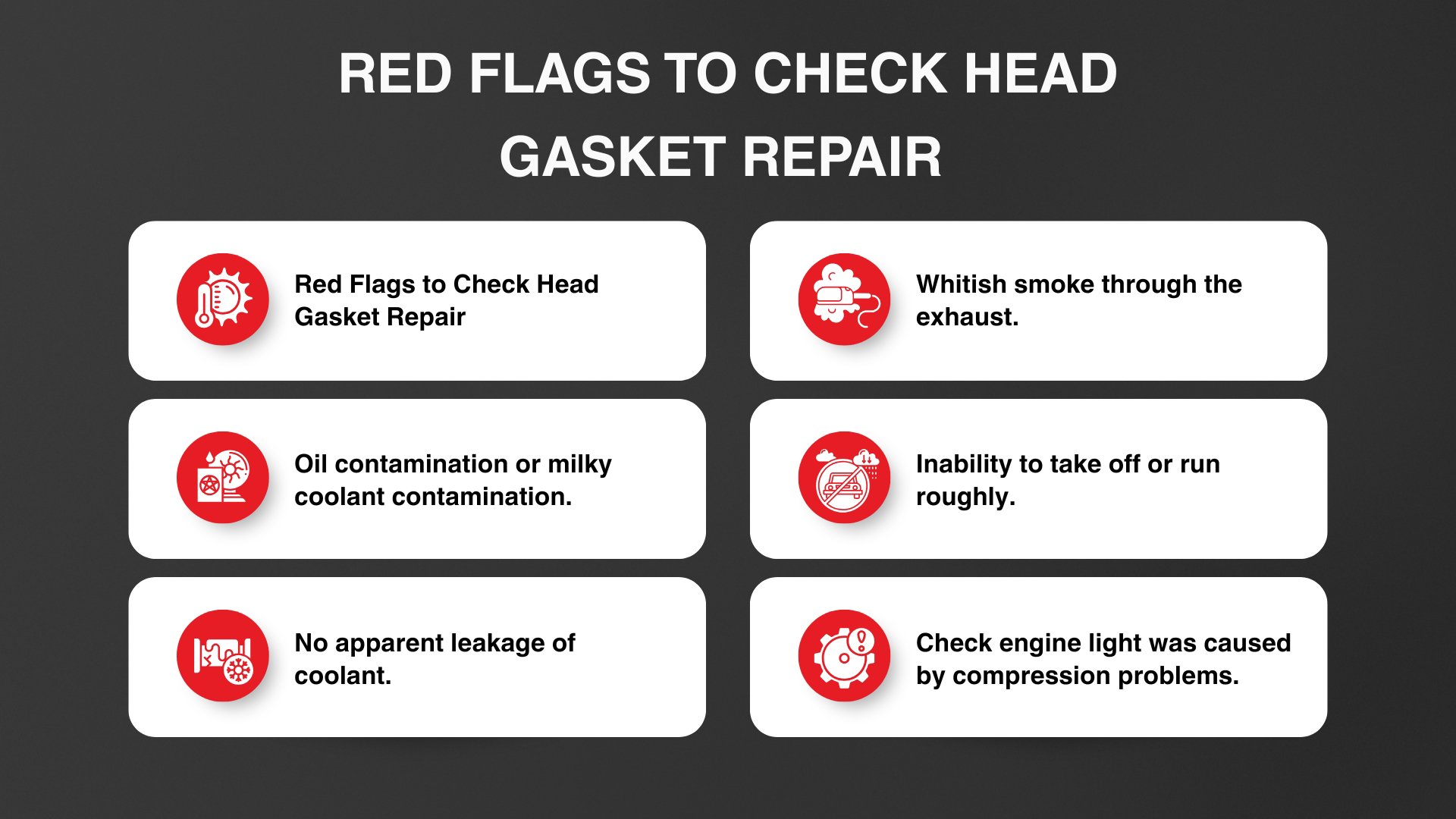 Red Flags to Check Head Gasket Repair